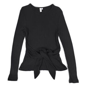 OTHER STORIES Tie Bow Belt Long Sleeve Sweater Rib Knit Top Medium Clean Girl